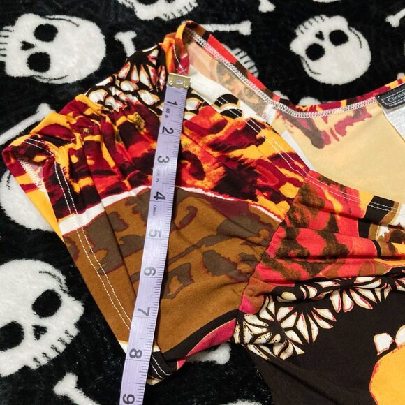 CLIENTELE Leopard floral abstract print v-neck short sleeve top ~ LARGE XL shirt - Picture 11 of 14